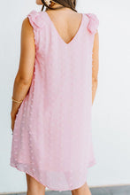 Load image into Gallery viewer, Sybil Swiss Dot V Neck Ruffled Dress