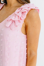 Load image into Gallery viewer, Sybil Swiss Dot V Neck Ruffled Dress