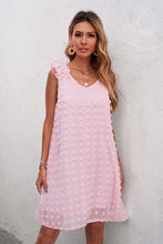 Load image into Gallery viewer, Sybil Swiss Dot V Neck Ruffled Dress