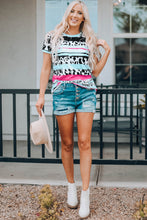 Load image into Gallery viewer, Camila Cow Leopard Striped Western Tee