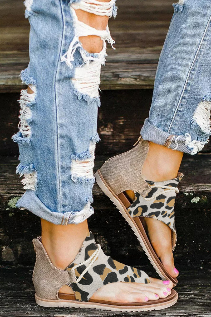 Leopard print flat on sale sandals