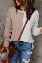 Load image into Gallery viewer, Kailey Khaki Colorblock Long Sleeve Crew
