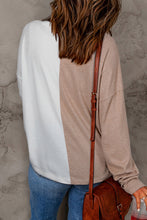 Load image into Gallery viewer, Kailey Khaki Colorblock Long Sleeve Crew
