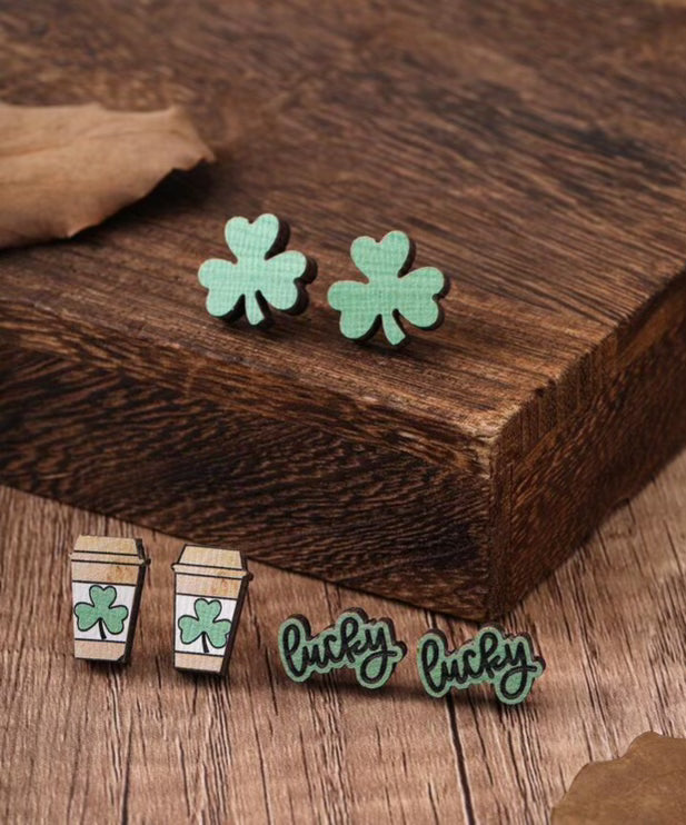 3pcs Wooden Shamrock Set