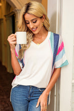 Load image into Gallery viewer, Sawyer Stripe Patchwork V-Neck Tee
