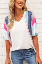 Load image into Gallery viewer, Sawyer Stripe Patchwork V-Neck Tee
