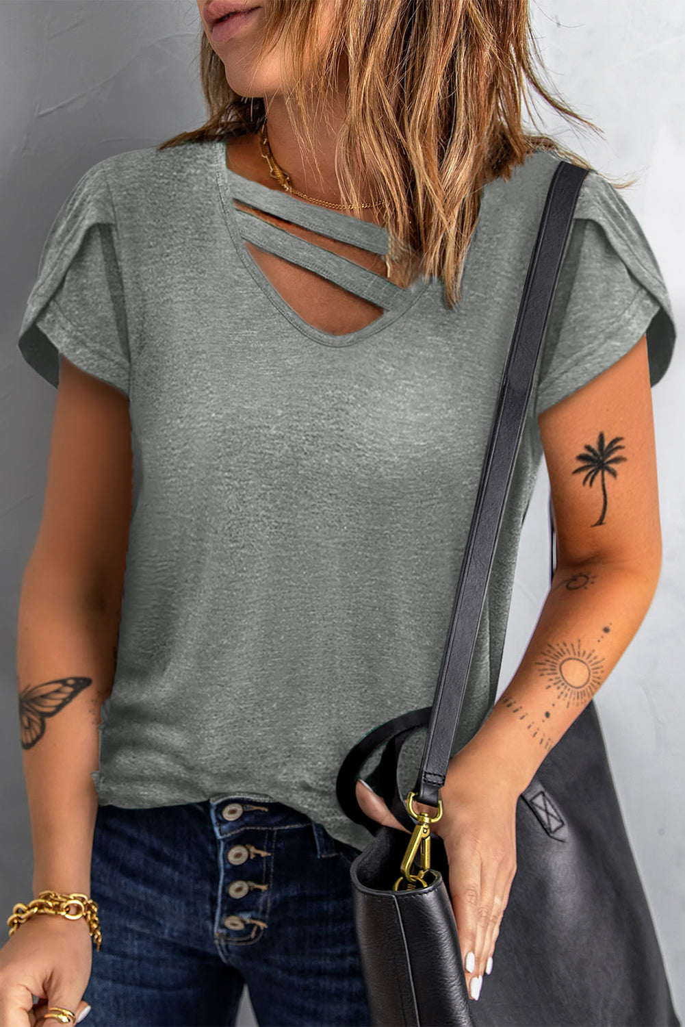 Genevieve Gray Strappy Tee