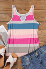 Load image into Gallery viewer, Natalie Notched Striped Neck Tank
