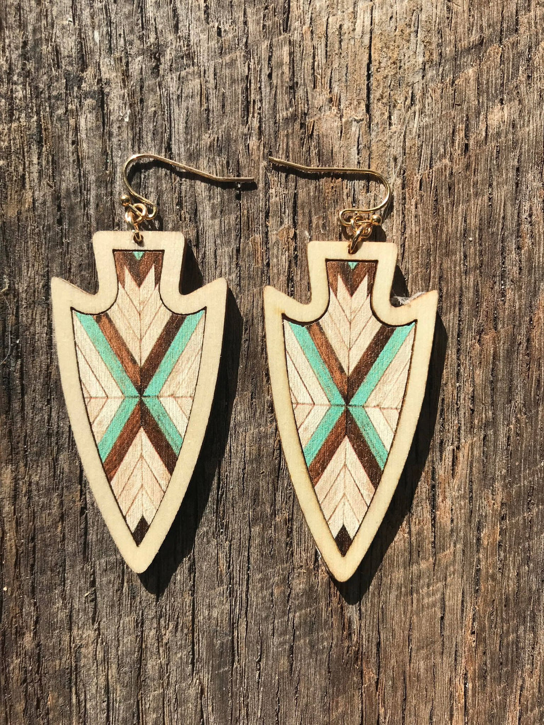 Chandler Chevron Wood Arrowhead Earrings