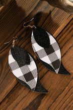 Load image into Gallery viewer, Brie Black Plaid Shiny Triple Layer Earrings
