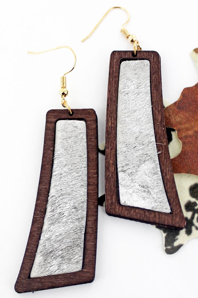 Sally Silver Cowhide Curved Earring