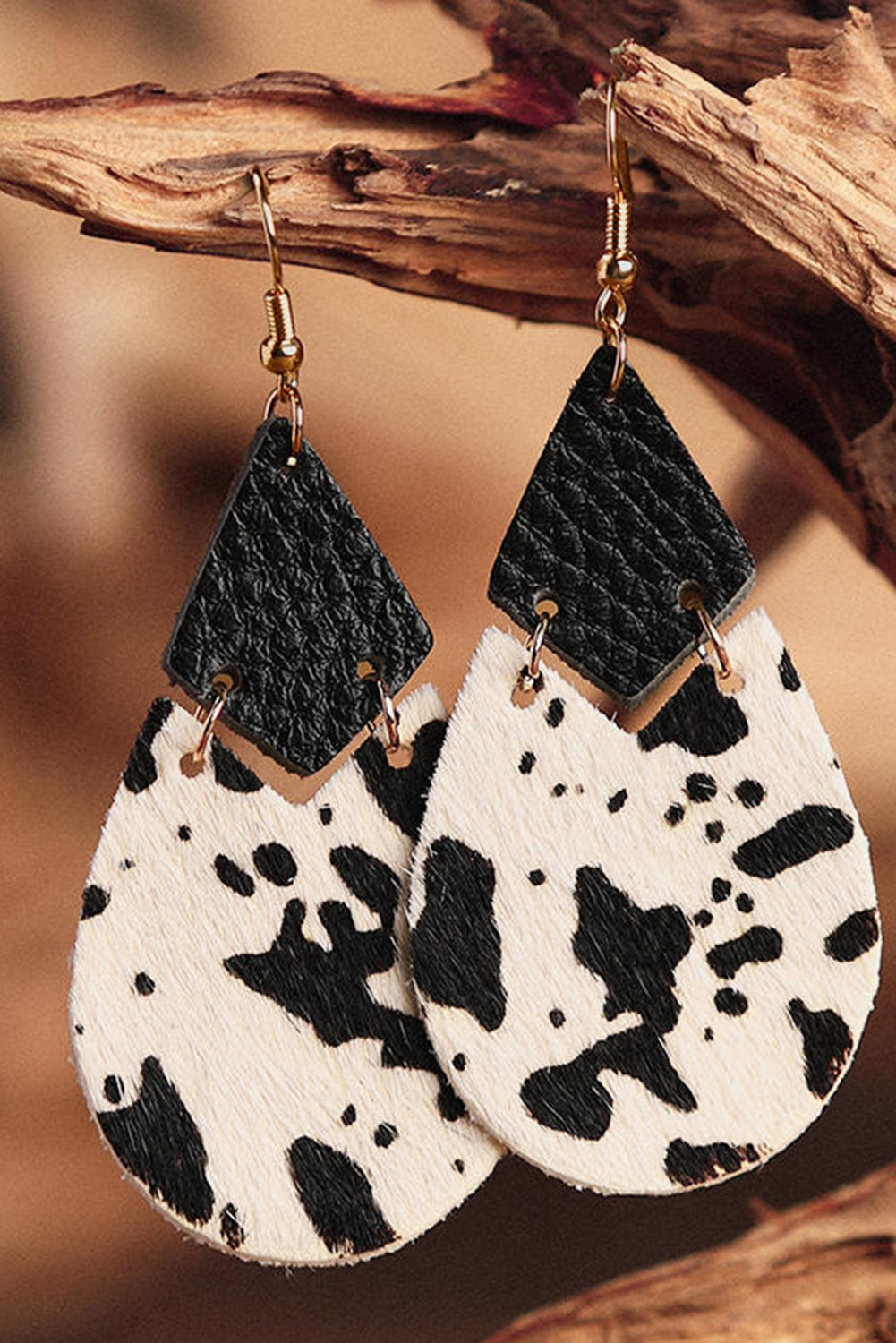 Caroline Cow Soft Leather Layered Earrings