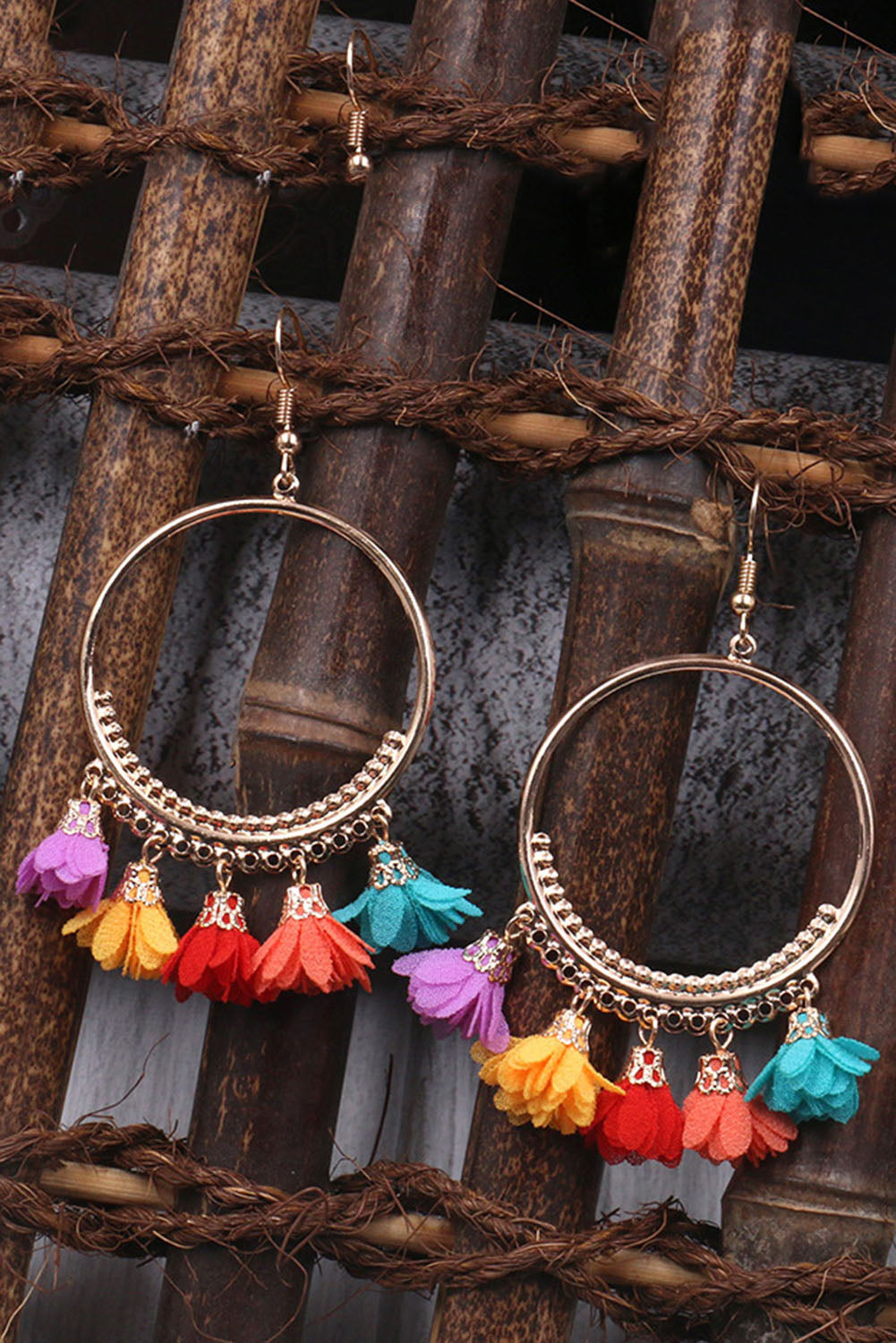 Madi Multicolor Flower Tassel Earrings