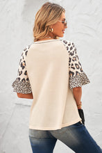 Load image into Gallery viewer, Lena Leopard Ruffle Sleeve Waffle Knit Top
