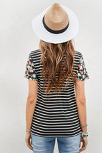 Load image into Gallery viewer, Freya Floral Sleeves Striped Tee
