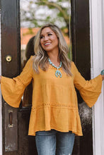 Load image into Gallery viewer, Magnolia Mustard Crochet 3/4 Flared Sleeve
