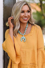 Load image into Gallery viewer, Magnolia Mustard Crochet 3/4 Flared Sleeve
