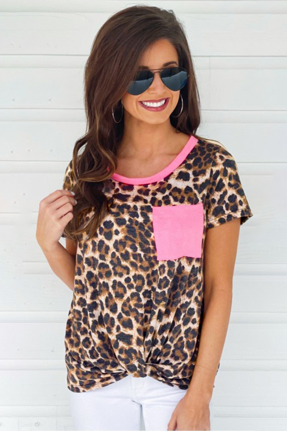 Nola Neon Pink Leopard Tee