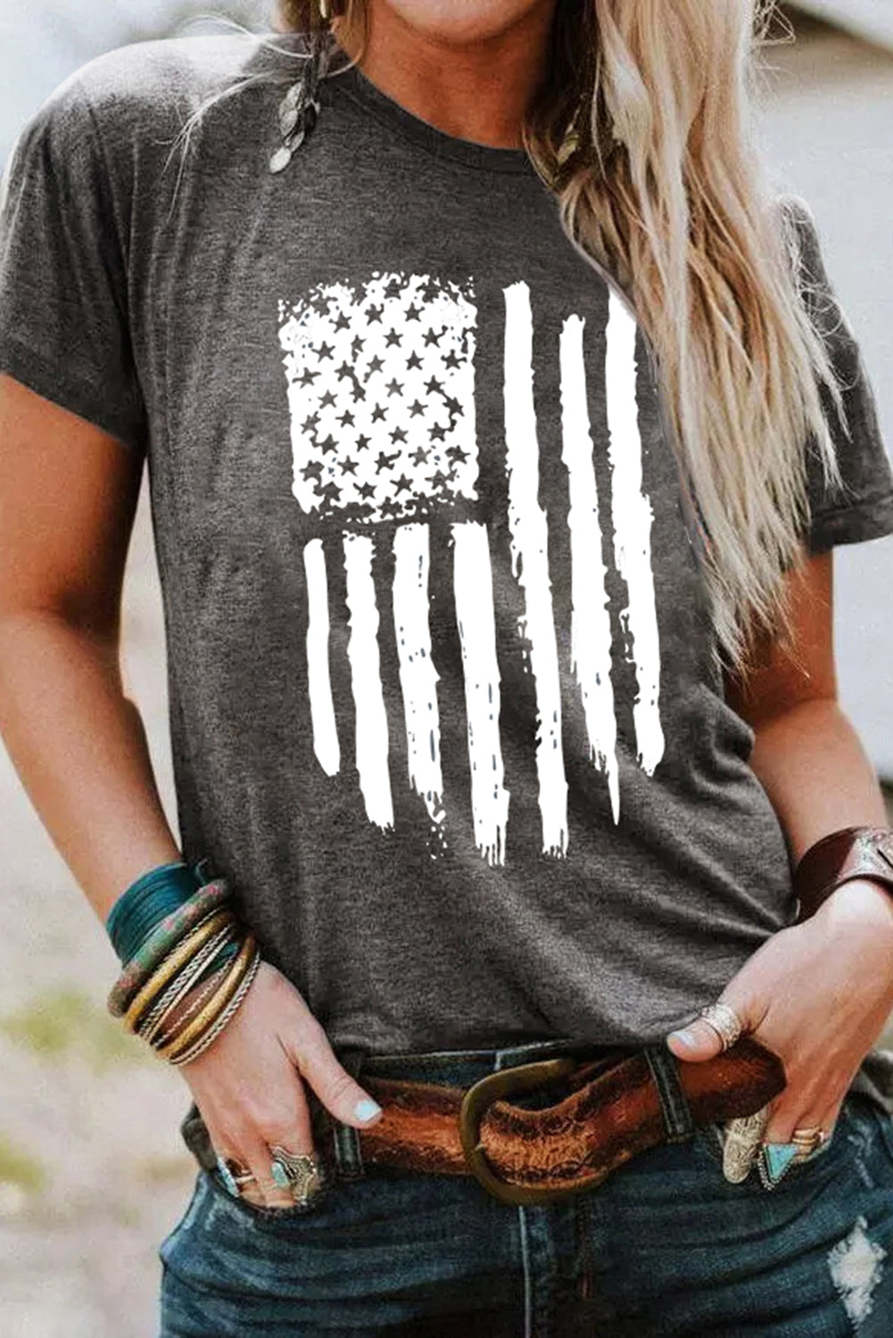 Abby American Flag Print Tee