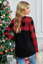 Load image into Gallery viewer, Phebe Plaid Patchwork Long Sleeve Top
