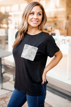 Load image into Gallery viewer, Blair Black Sequined Pocket Tee
