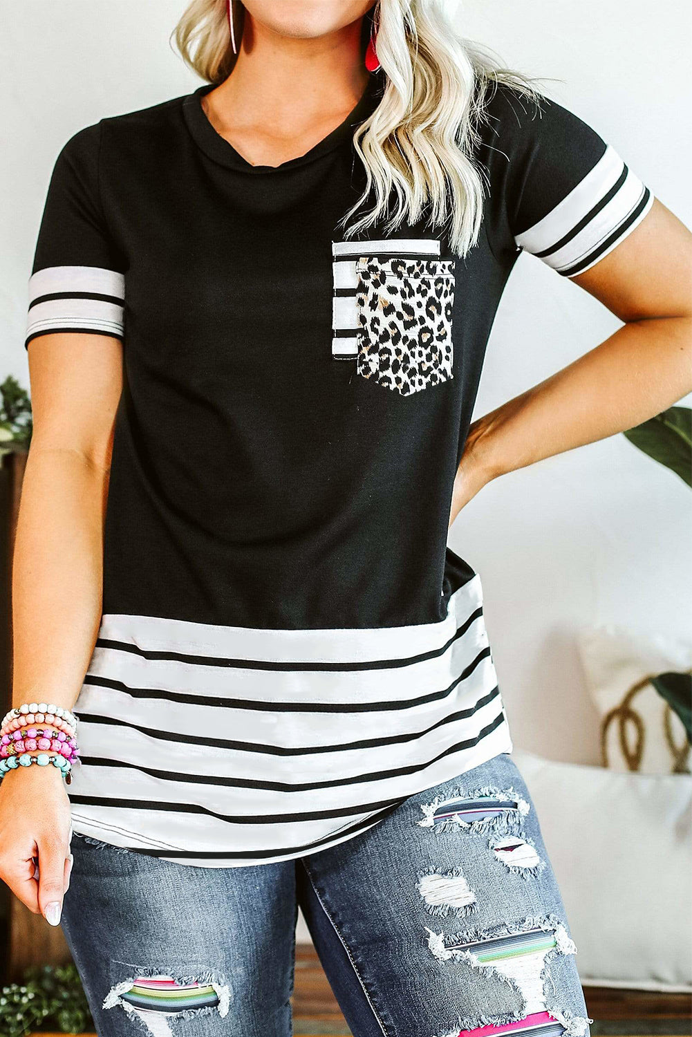 Polly Patch Pocket Black Tee