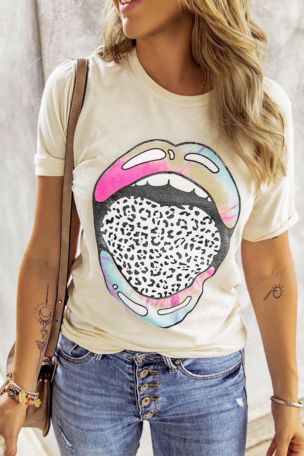 Taryn Tie-dye Leopard Lip Tee