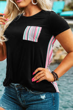 Load image into Gallery viewer, Rylan Rainbow Black Serape Striped Tee
