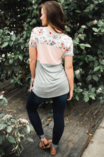 Load image into Gallery viewer, Fefe Floral Light Pink Colorblock Tee
