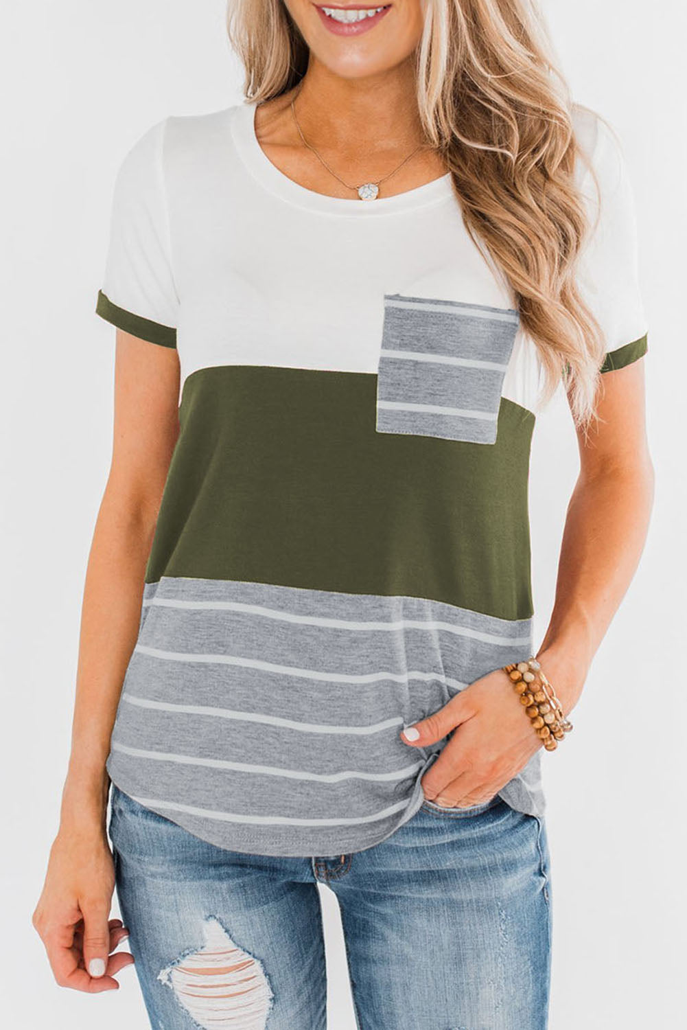 Grace Green Color Block Tee