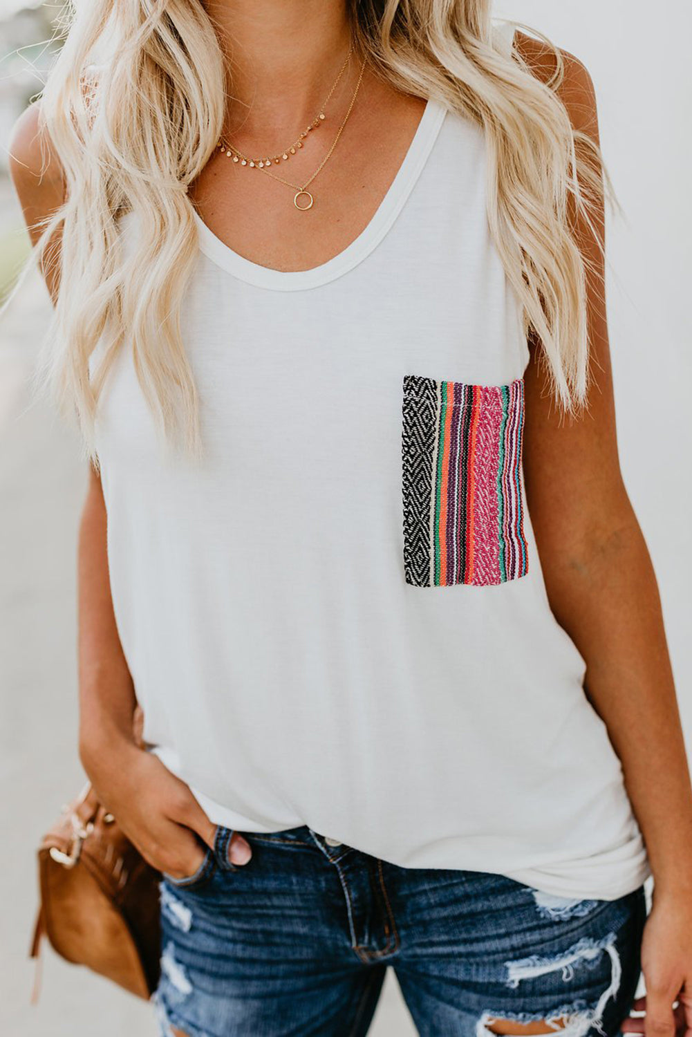 Aspen Aztec White Pocket Tank