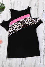 Load image into Gallery viewer, Lavona Leopard Patchwork Cold Shoulder Tee
