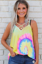 Load image into Gallery viewer, Candi Colorful Tie Dye Strappy Crossed Tank
