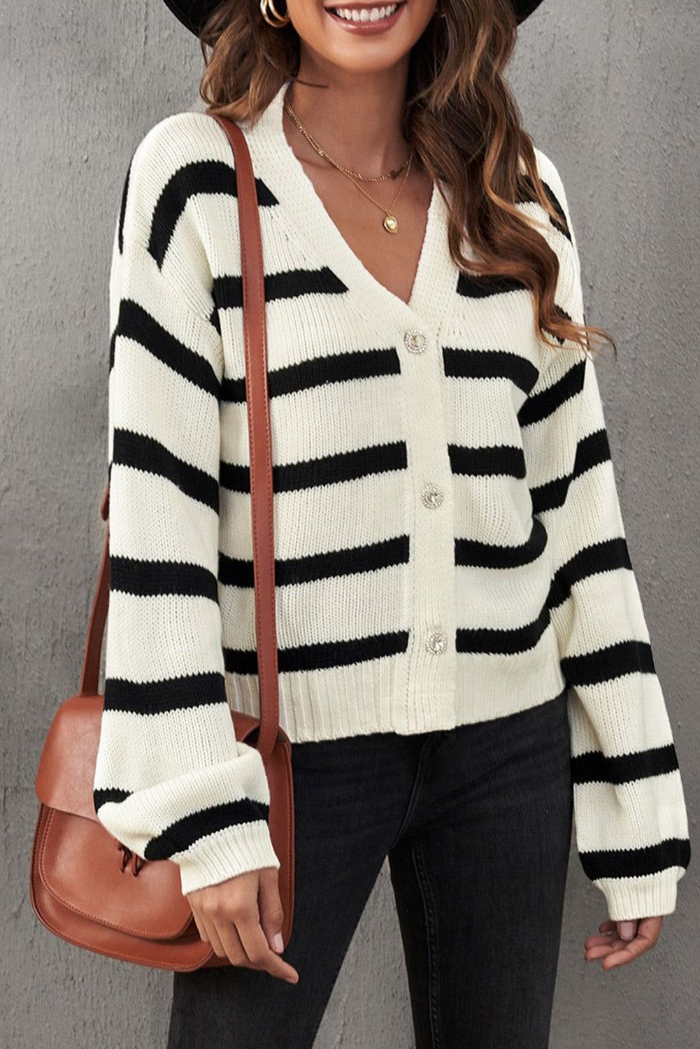 Sophie Striped Buttoned Knitted Sweater