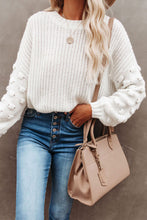 Load image into Gallery viewer, Winslow White Bubble Sleeve Cropped Knit Sweater
