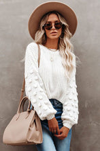 Load image into Gallery viewer, Winslow White Bubble Sleeve Cropped Knit Sweater
