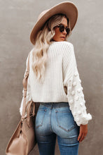 Load image into Gallery viewer, Winslow White Bubble Sleeve Cropped Knit Sweater
