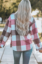 Load image into Gallery viewer, Wendy Wine Plaid Buttoned Shacket with Pocket
