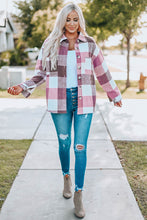 Load image into Gallery viewer, Wendy Wine Plaid Buttoned Shacket with Pocket
