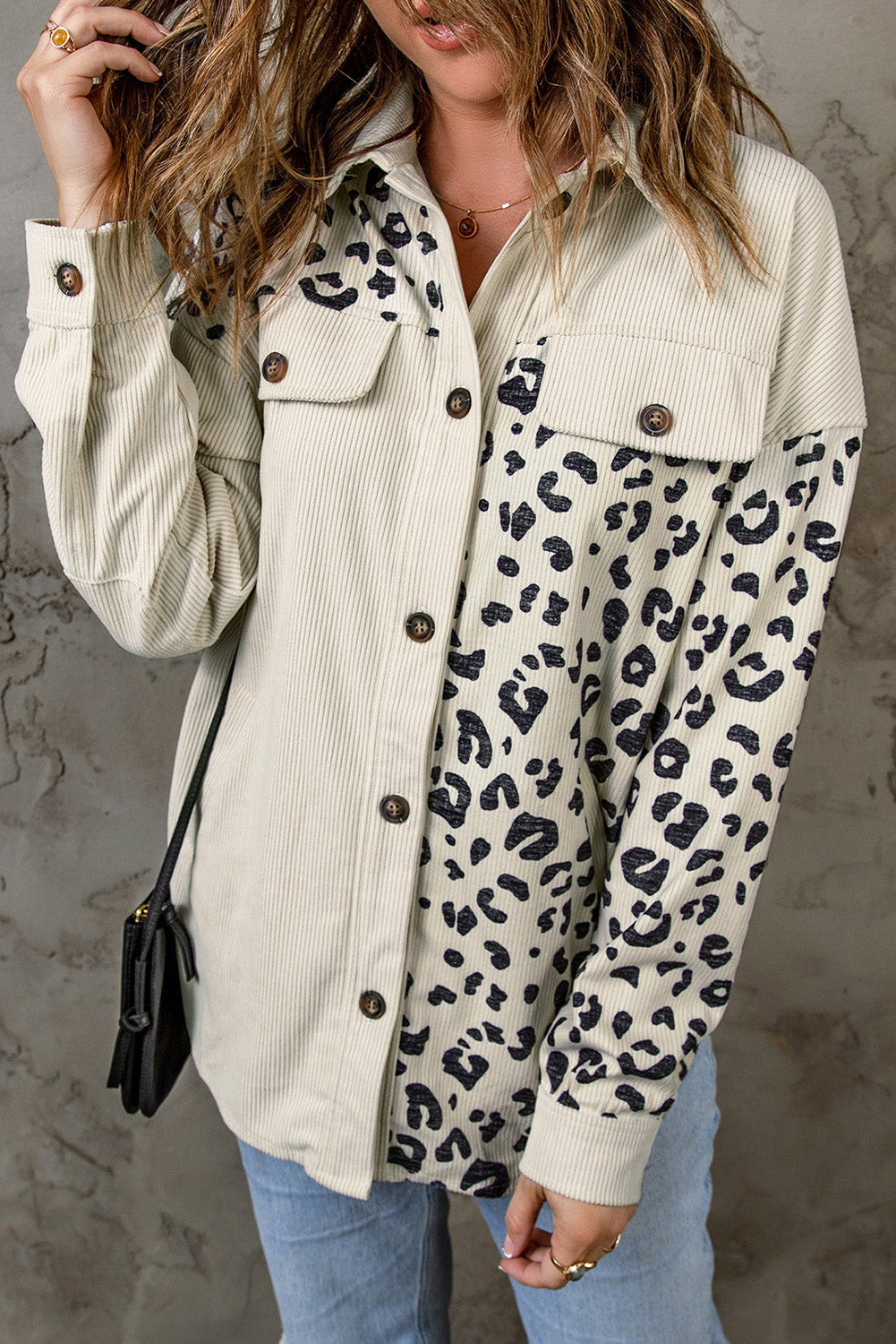 Lauren Leopard Print Corduroy Shacket