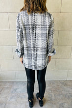 Load image into Gallery viewer, Willa White Plaid Pocketed Shirt Shacket
