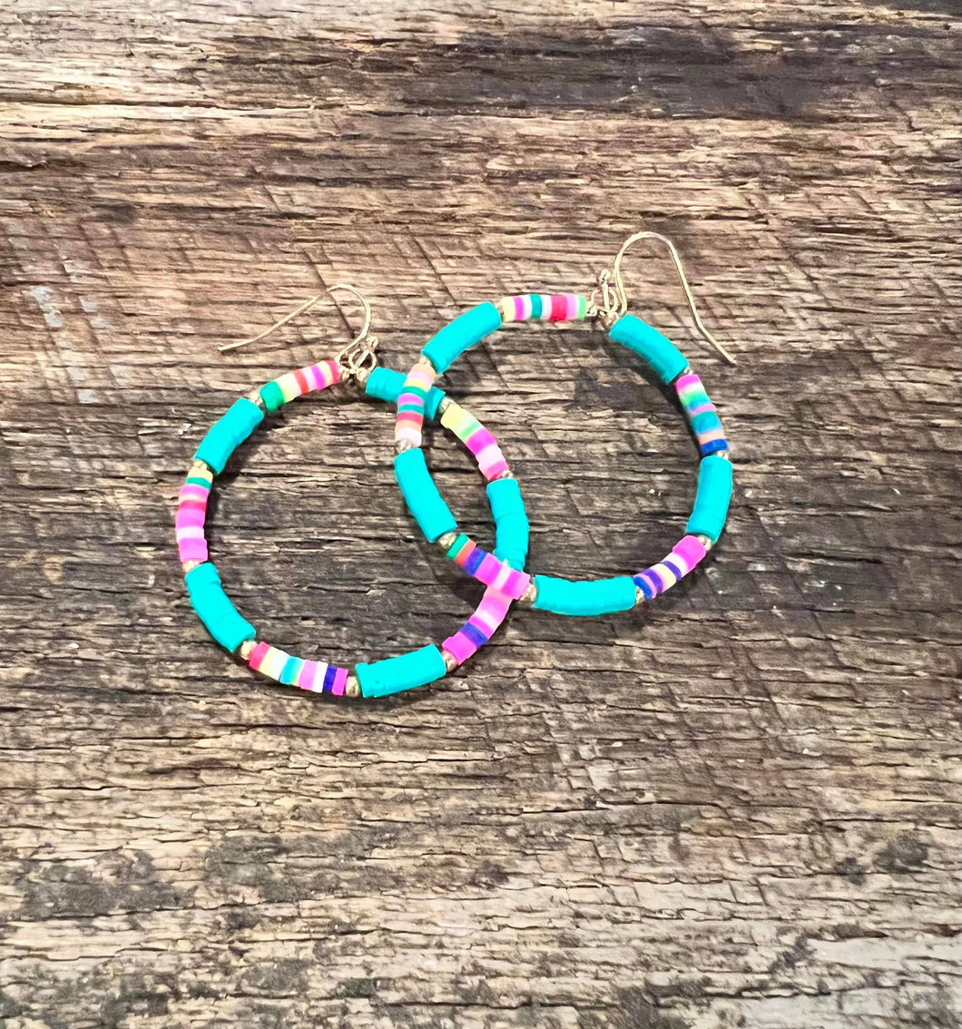 Caily Cabana Blue Hoop Earrings