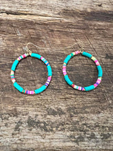 Load image into Gallery viewer, Caily Cabana Blue Hoop Earrings
