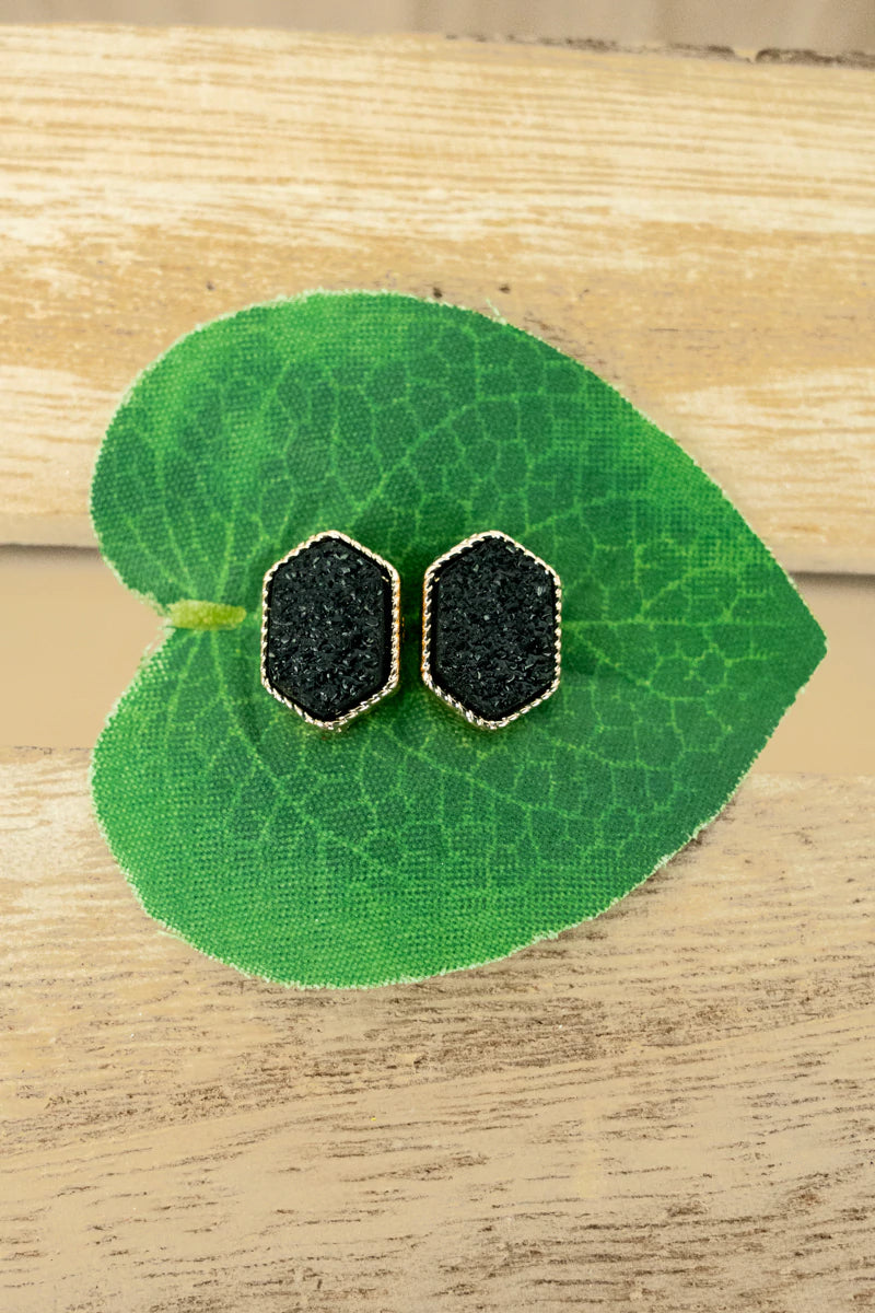 Black Russian Druzy Stud Earring