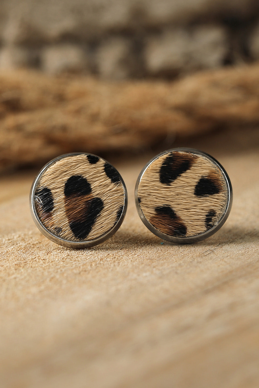 Brown Leopard Stud Earrings