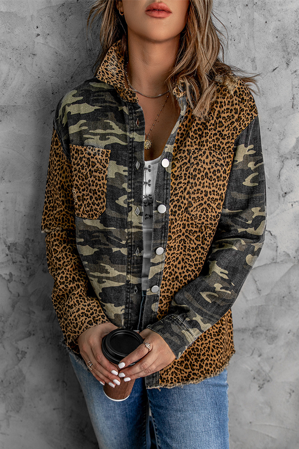 Leila Leopard Camouflage Patchwork Jacket