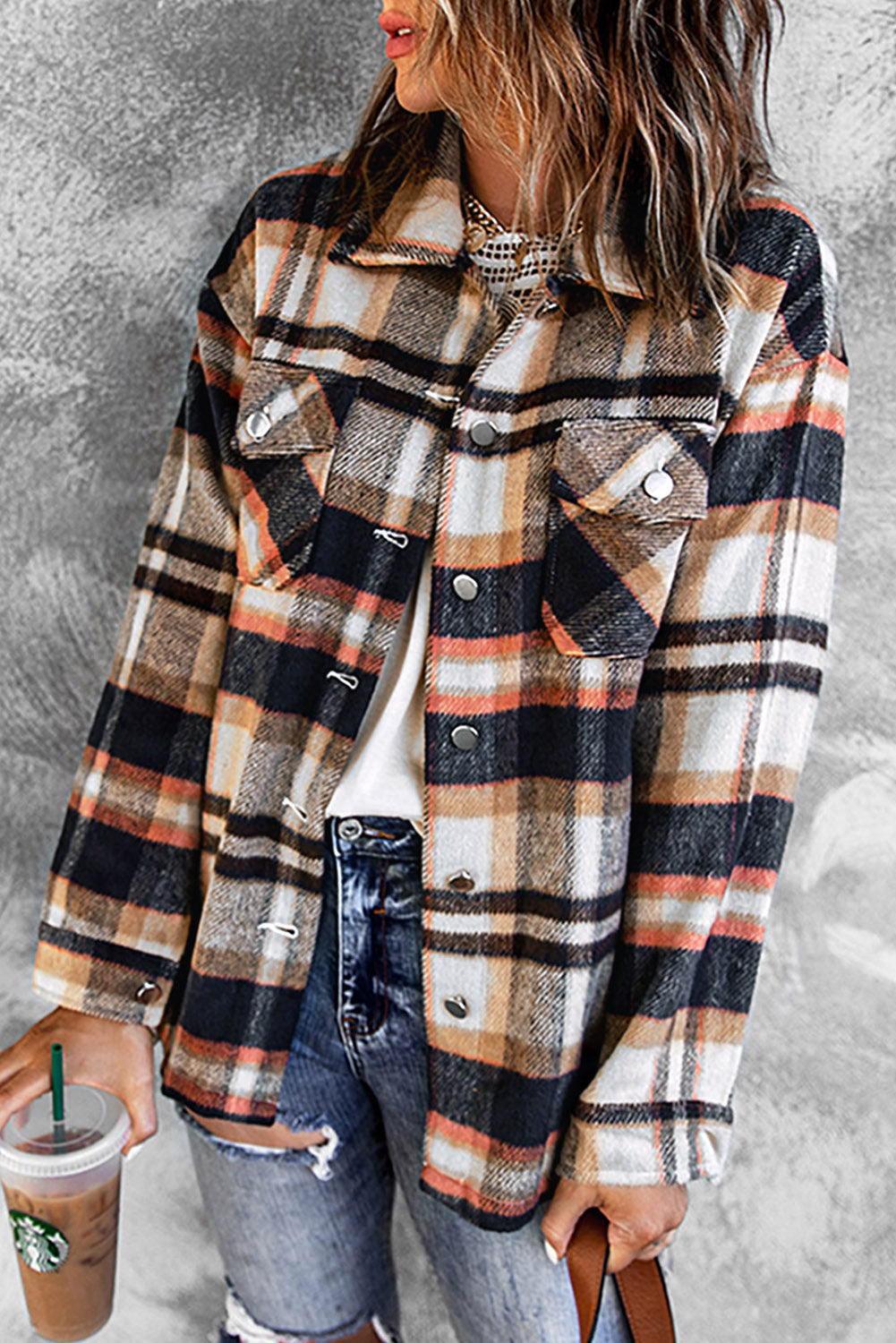 Greta Geometric Plaid Shacket