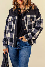 Load image into Gallery viewer, Brittani Black Plaid Patchwork Buttoned Shacket
