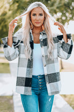 Load image into Gallery viewer, Gabby Gray Plaid Buttoned Shacket with Pocket
