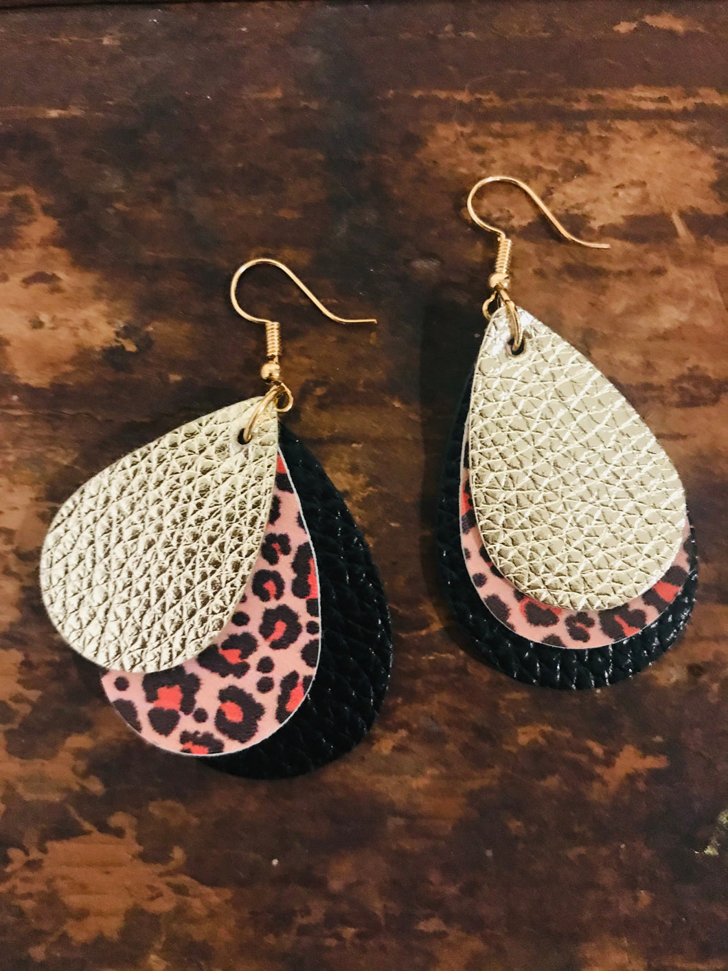 Lacy Leopard Triple Layer Earrings